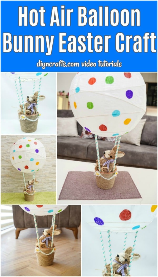 Коллаж из корзины кролика на воздушном шаре
