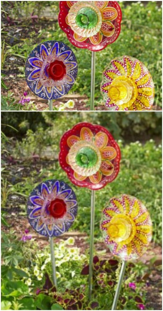 Переделанная тарелка Витражи Цветы